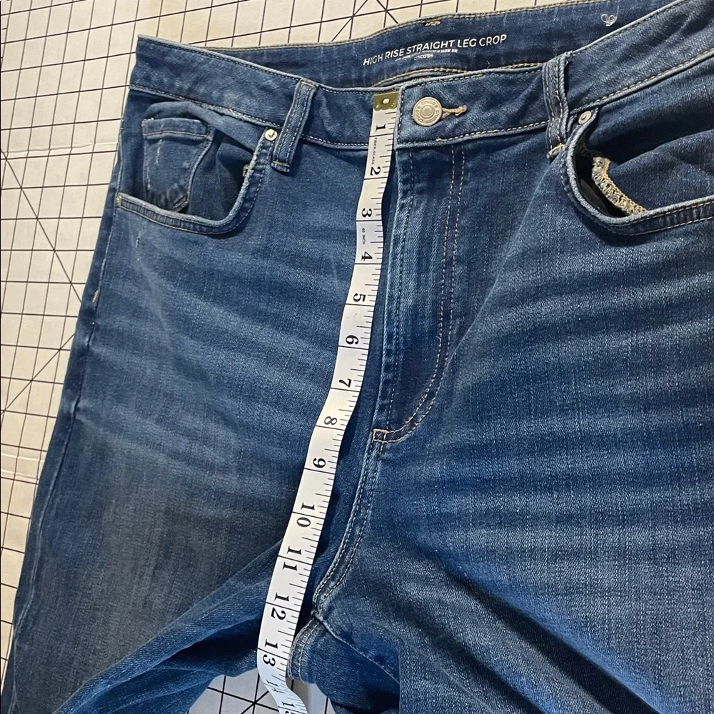 Chicos high rise straight leg crop jeans, size 16r, raw hem and some distressing - Picture 6 of 7